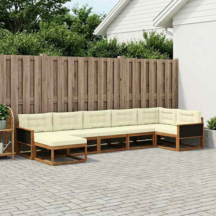 Set de canapele de exterior cu pernă 7 pcs Natural și Crem WALTI