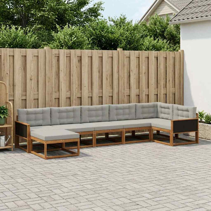 Set de canapele de exterior 7 pcs Natural și gri deschis WALTI