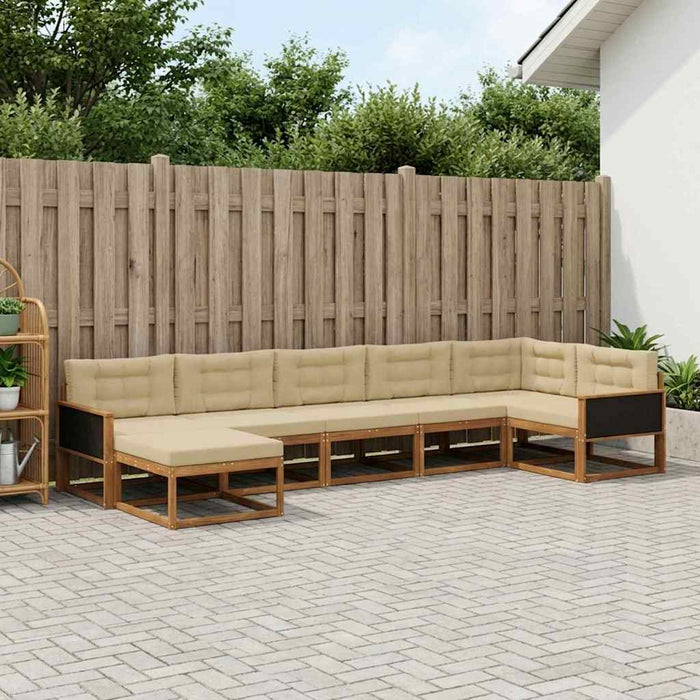 Set de canapele de exterior cu pernă 7 pcs Natural și Bej WALTI