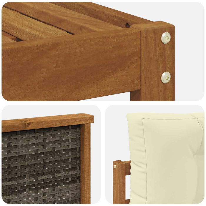 Set de canapele de exterior cu pernă 7 pcs Natural și Crem WALTI