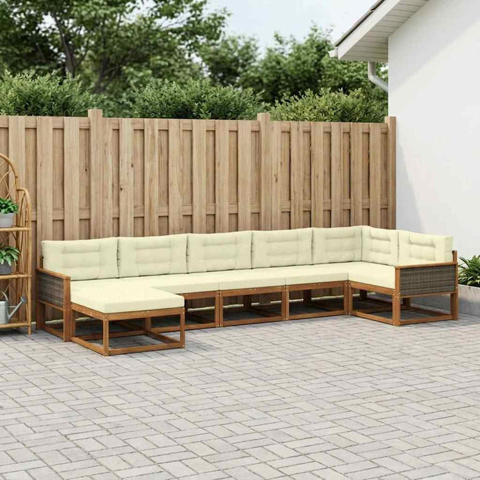 Set de canapele de exterior cu pernă 7 pcs Natural și Crem WALTI