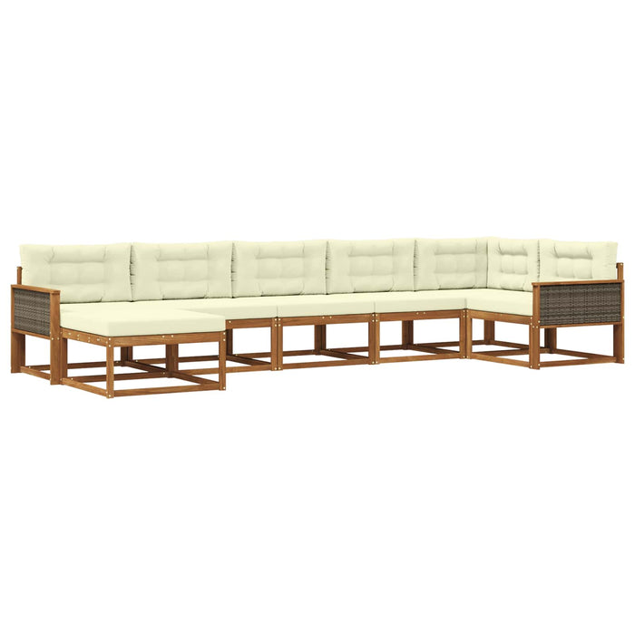 Set de canapele de exterior cu pernă 7 pcs Natural și Crem WALTI