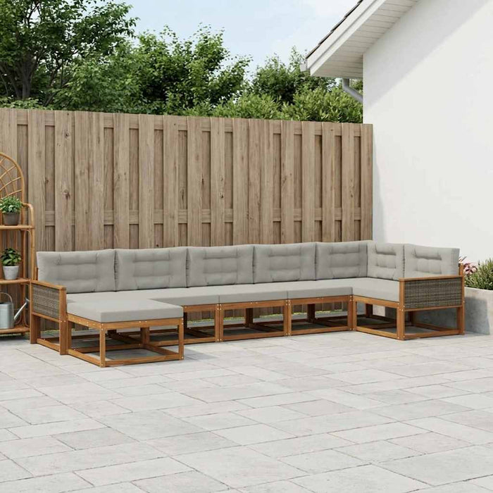 Set de canapele de exterior 7 pcs Natural și gri deschis WALTI