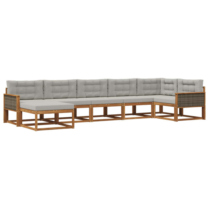 Set de canapele de exterior 7 pcs Natural și gri deschis WALTI
