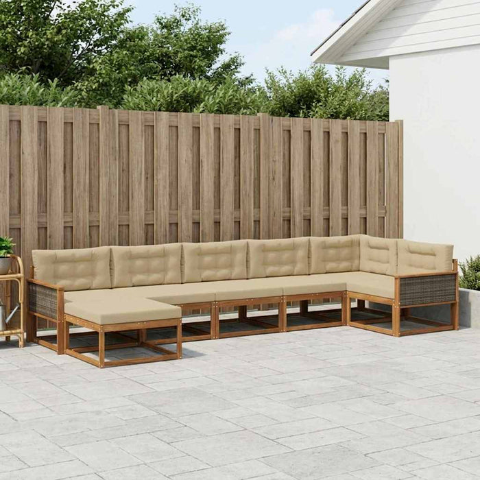 Set de canapele de exterior cu pernă 7 pcs Natural și Bej WALTI