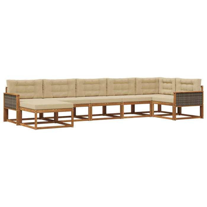 Set de canapele de exterior cu pernă 7 pcs Natural și Bej WALTI