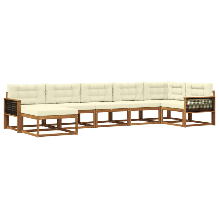 Set de canapele de exterior cu pernă 7 pcs Natural și Crem WALTI