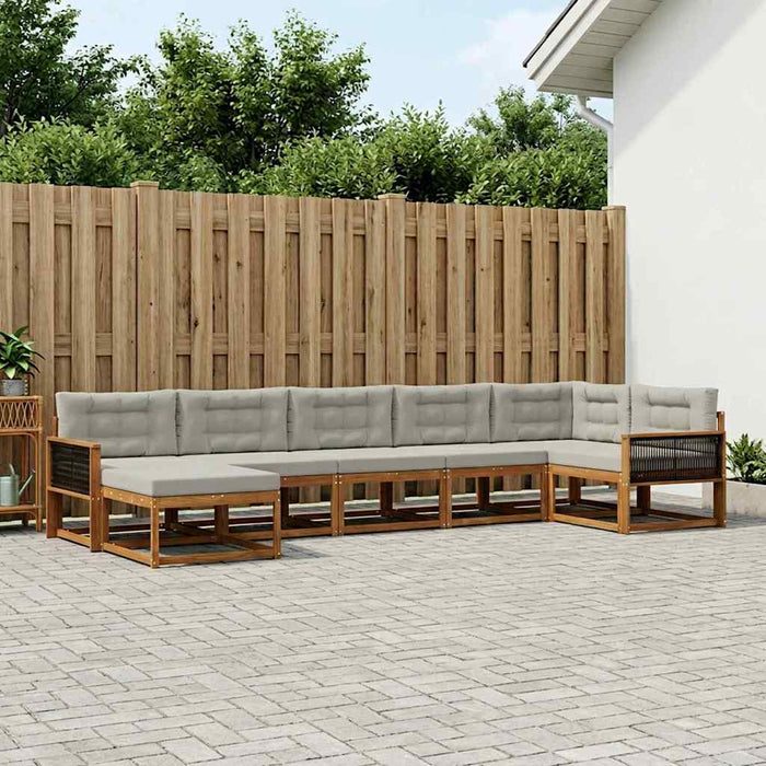 Set de canapele de exterior 7 pcs Natural și gri deschis WALTI