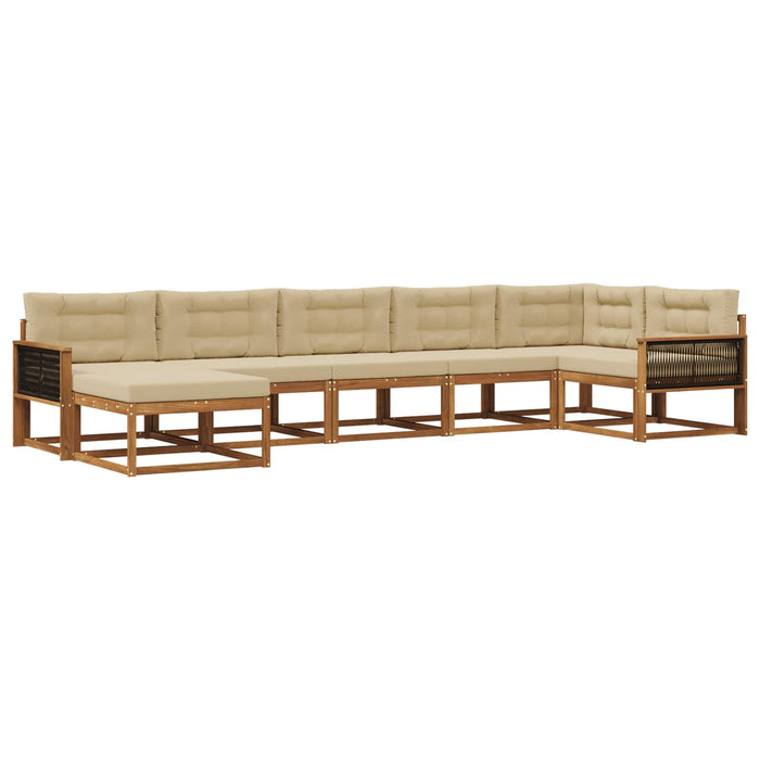 Set de canapele de exterior cu pernă 7 pcs Natural și Bej WALTI