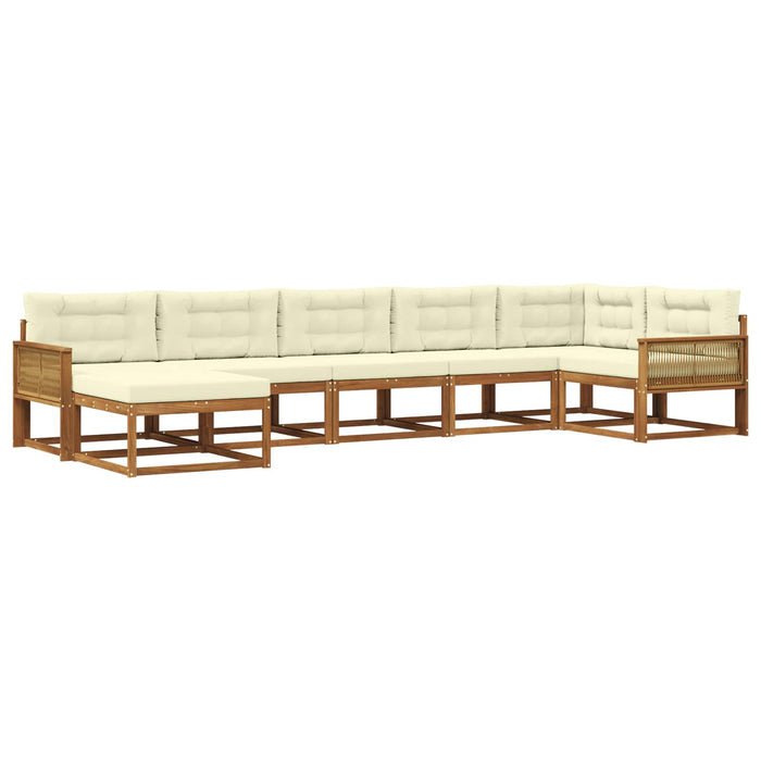 Set de canapele de exterior cu pernă 7 pcs Natural și Crem WALTI