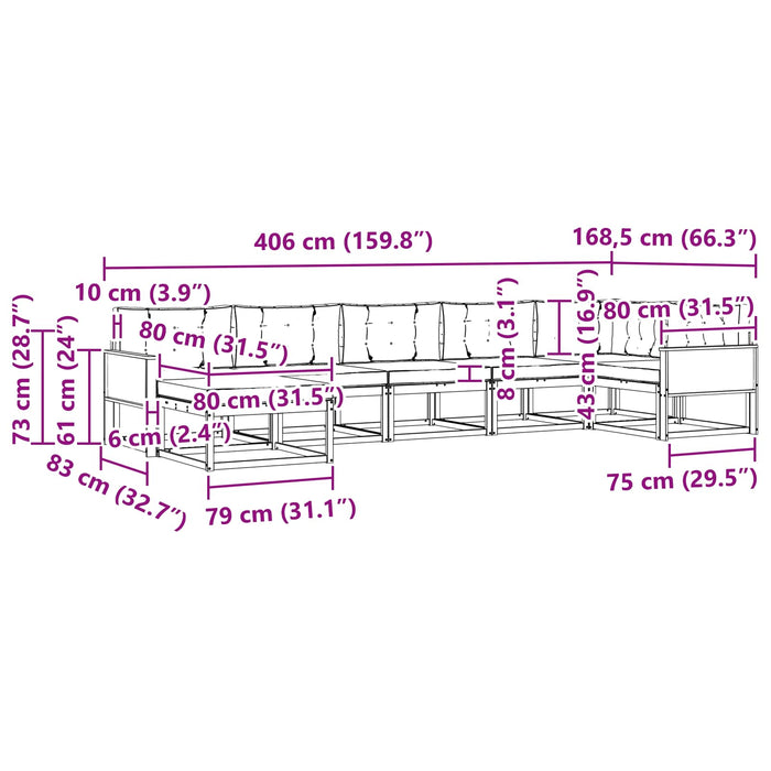 Set de canapele de exterior cu pernă 7 pcs Natural și Antracit WALTI