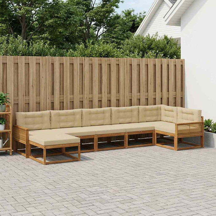 Set de canapele de exterior cu pernă 7 pcs Natural și Bej WALTI