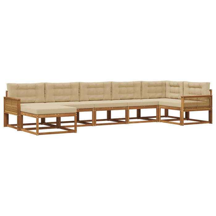 Set de canapele de exterior cu pernă 7 pcs Natural și Bej WALTI