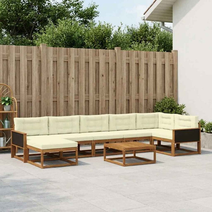 Set de canapele de exterior cu pernă 8 pcs Natural și Crem WALTI