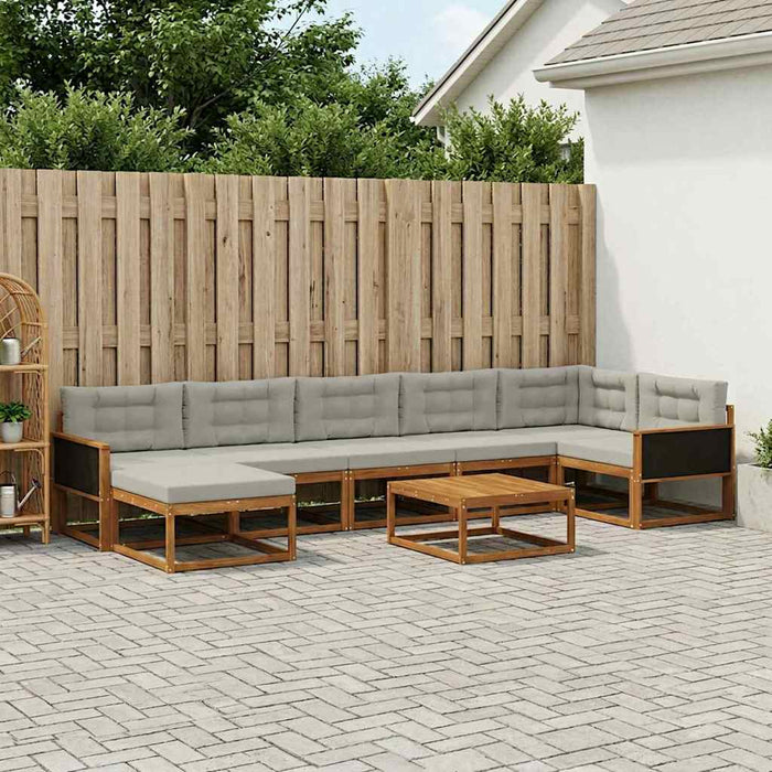 Set de canapele de exterior 8 pcs Natural și gri deschis WALTI
