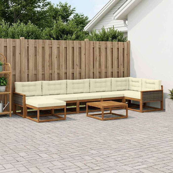 Set de canapele de exterior cu pernă 8 pcs Natural și Crem WALTI