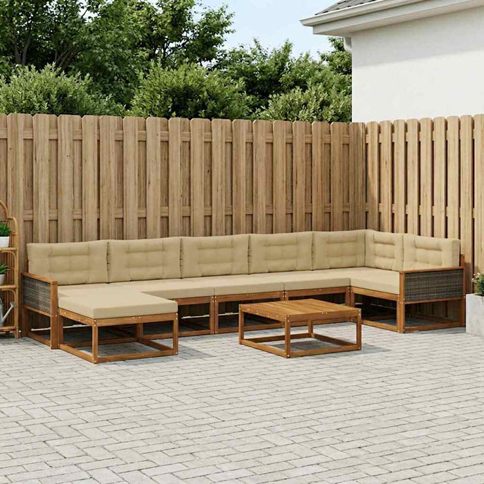 Set de canapele de exterior cu pernă 8 pcs Natural și Bej WALTI