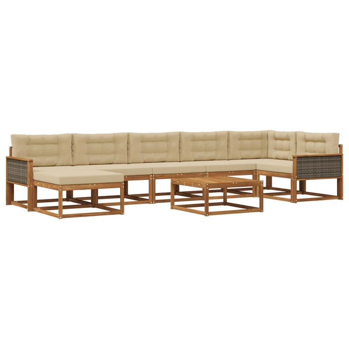 Set de canapele de exterior cu pernă 8 pcs Natural și Bej WALTI