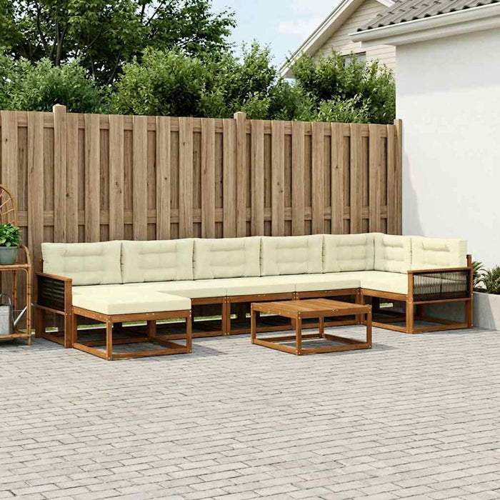 Set de canapele de exterior cu pernă 8 pcs Natural și Crem WALTI