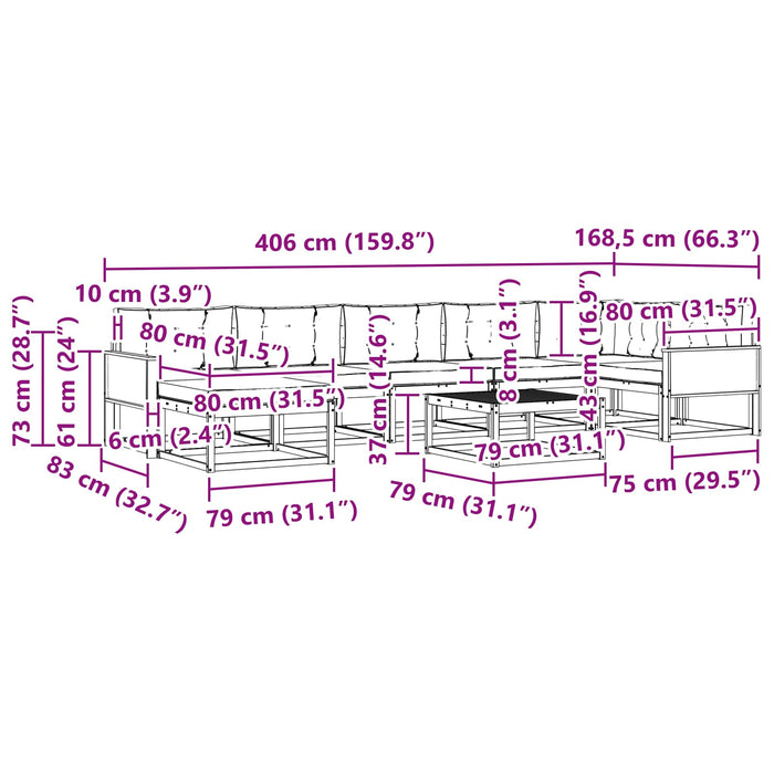 Set de canapele de exterior cu pernă 8 pcs Natural și Antracit WALTI
