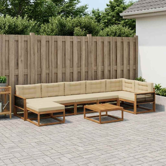 Set de canapele de exterior cu pernă 8 pcs Natural și Bej WALTI