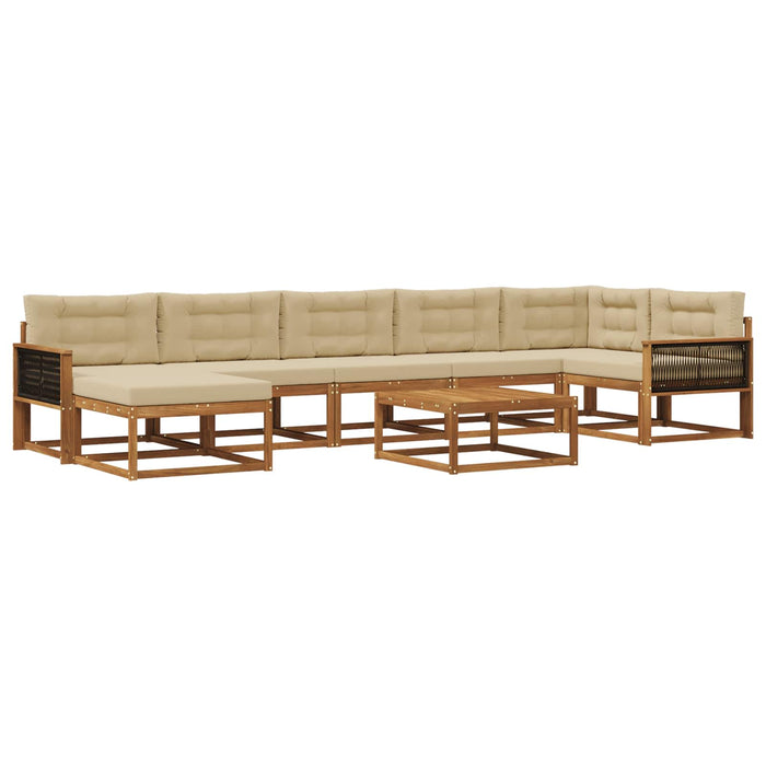 Set de canapele de exterior cu pernă 8 pcs Natural și Bej WALTI