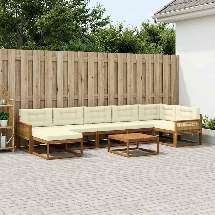 Set de canapele de exterior cu pernă 8 pcs Natural și Crem WALTI