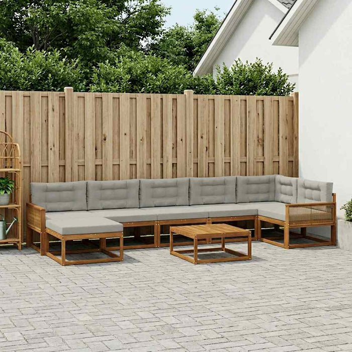 Set de canapele de exterior 8 pcs Natural și gri deschis WALTI