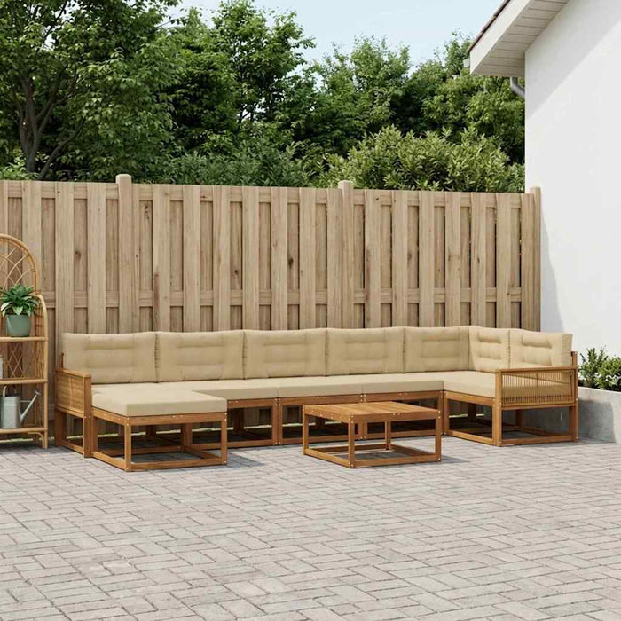 Set de canapele de exterior cu pernă 8 pcs Natural și Bej WALTI