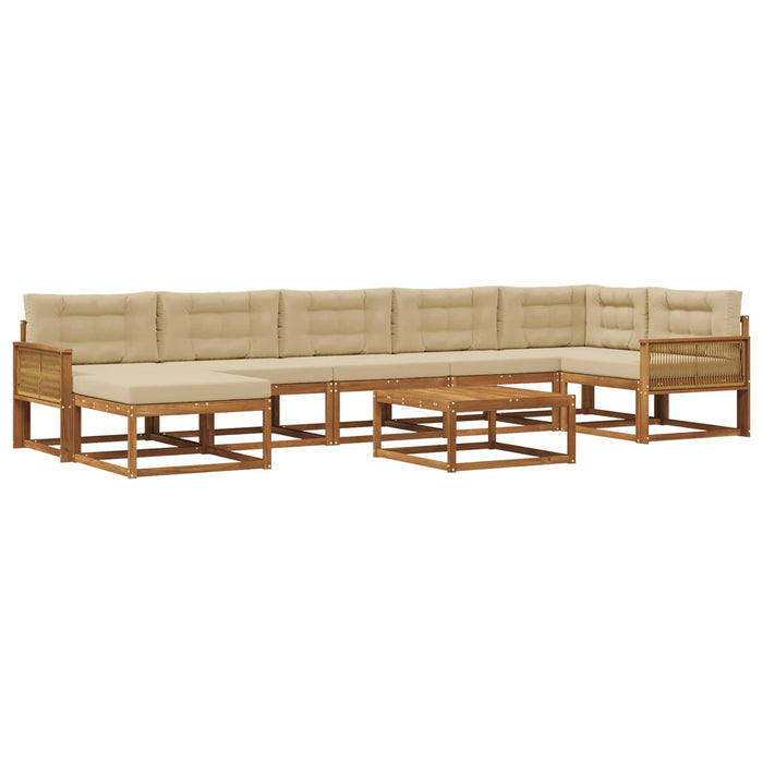 Set de canapele de exterior cu pernă 8 pcs Natural și Bej WALTI