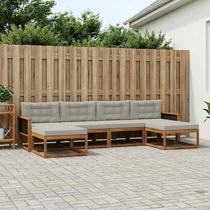 Set de canapele de exterior 6 pcs Natural și gri deschis WALTI