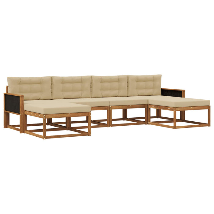 Set de canapele de exterior cu pernă 6 pcs Natural și Bej WALTI