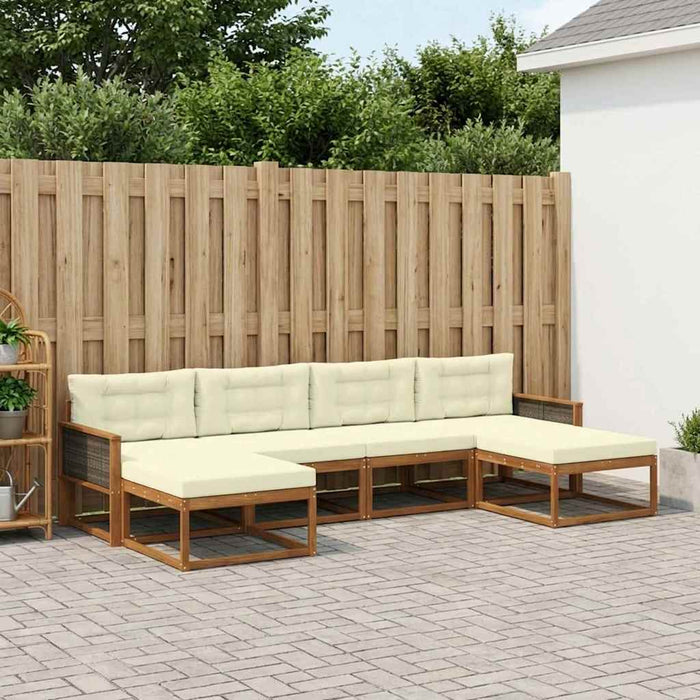 Set de canapele de exterior cu pernă 6 pcs Natural și Crem WALTI