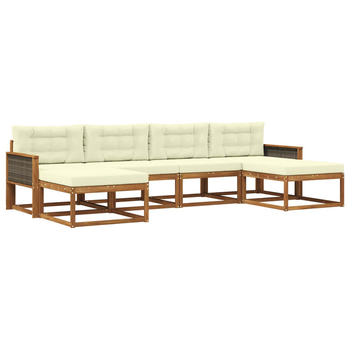 Set de canapele de exterior cu pernă 6 pcs Natural și Crem WALTI