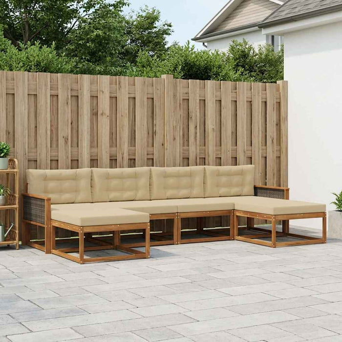 Set de canapele de exterior cu pernă 6 pcs Natural și Bej WALTI