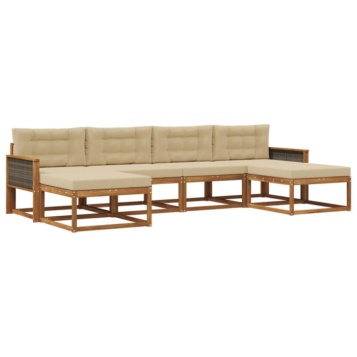 Set de canapele de exterior cu pernă 6 pcs Natural și Bej WALTI