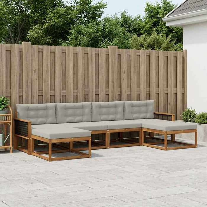 Set de canapele de exterior 6 pcs Natural și gri deschis WALTI