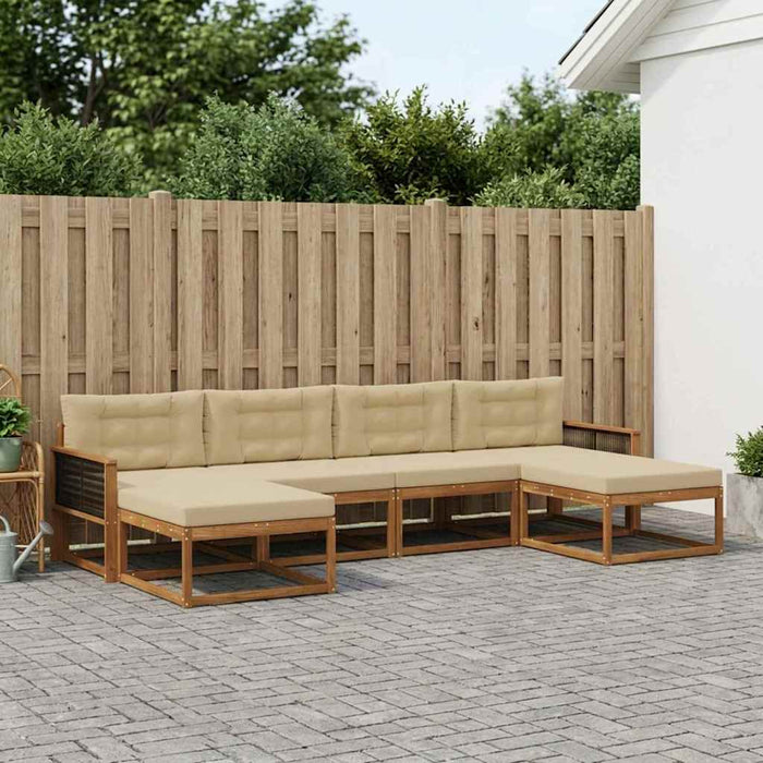Set de canapele de exterior cu pernă 6 pcs Natural și Bej WALTI
