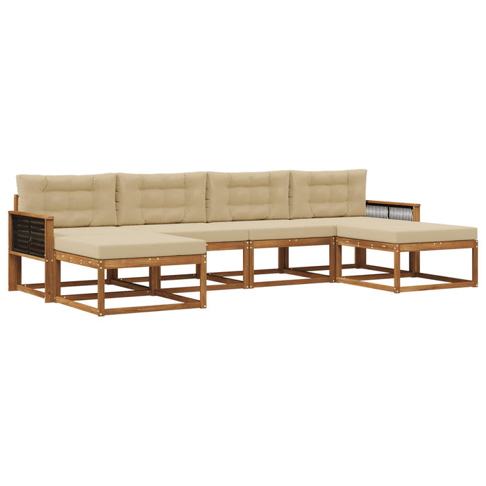 Set de canapele de exterior cu pernă 6 pcs Natural și Bej WALTI