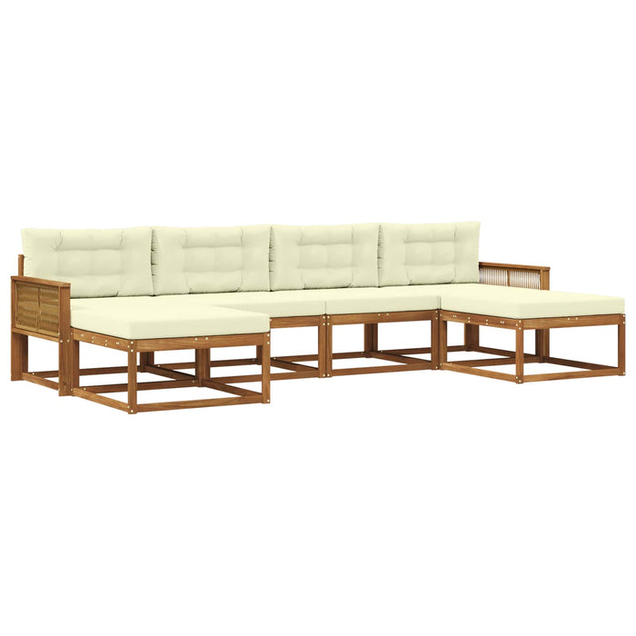 Set de canapele de exterior cu pernă 6 pcs Natural și Crem WALTI