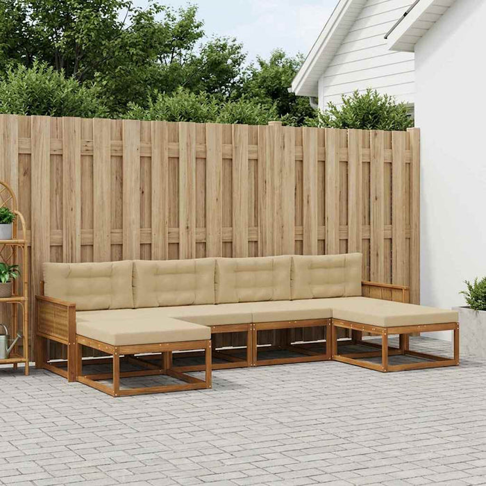 Set de canapele de exterior cu pernă 6 pcs Natural și Bej WALTI