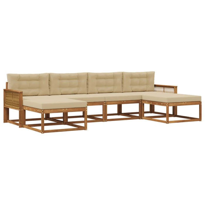 Set de canapele de exterior cu pernă 6 pcs Natural și Bej WALTI
