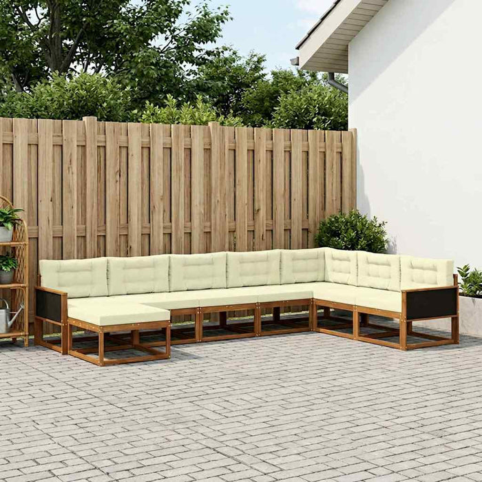 Set de canapele de exterior cu pernă 8 pcs Natural și Crem WALTI