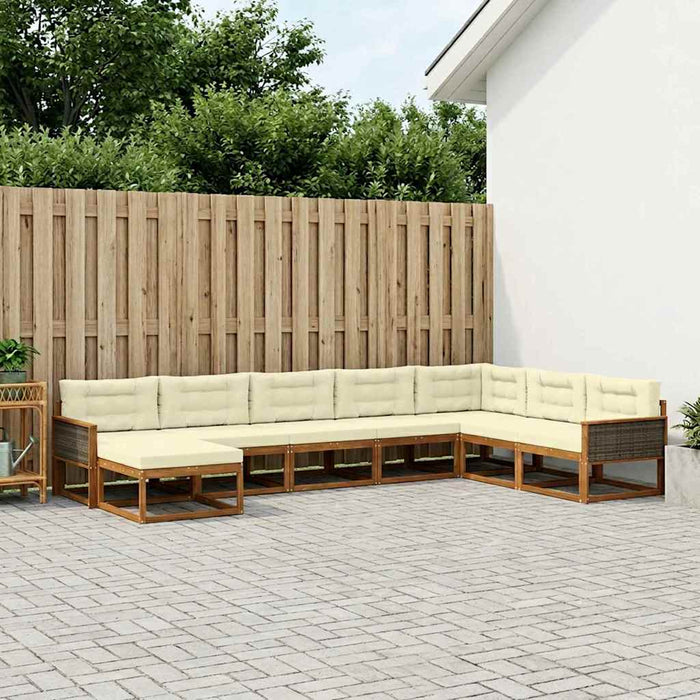 Set de canapele de exterior cu pernă 8 pcs Natural și Crem WALTI