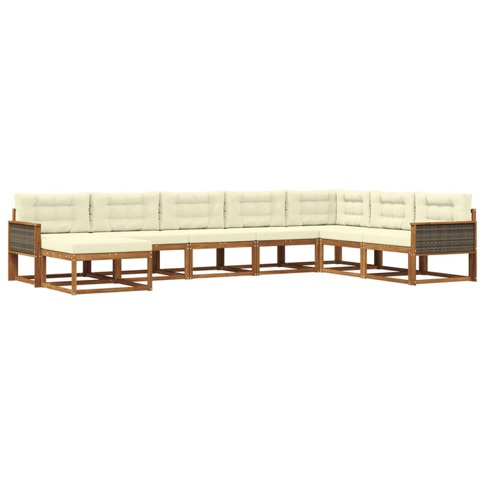Set de canapele de exterior cu pernă 8 pcs Natural și Crem WALTI