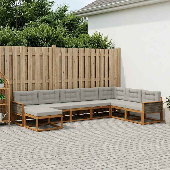 Set de canapele de exterior 8 pcs Natural și gri deschis WALTI