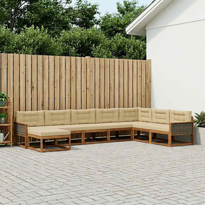 Set de canapele de exterior cu pernă 8 pcs Natural și Bej WALTI