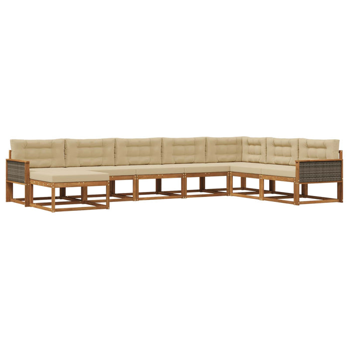 Set de canapele de exterior cu pernă 8 pcs Natural și Bej WALTI