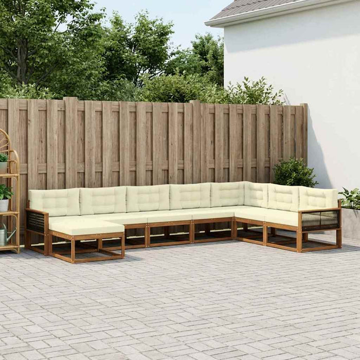 Set de canapele de exterior cu pernă 8 pcs Natural și Crem WALTI