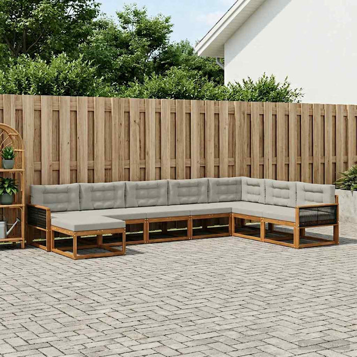 Set de canapele de exterior 8 pcs Natural și gri deschis WALTI